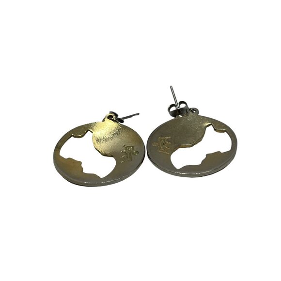 Vintage Fish and Crown‎ Earrings Black Pink Enamel Flowers Drop Dangle Pierced - Picture 6 of 8